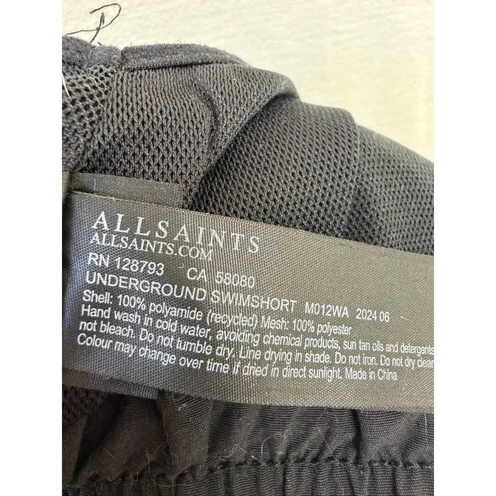 AllSaints Underground Swimshort Black Swim Trunks Mens Small M012WA